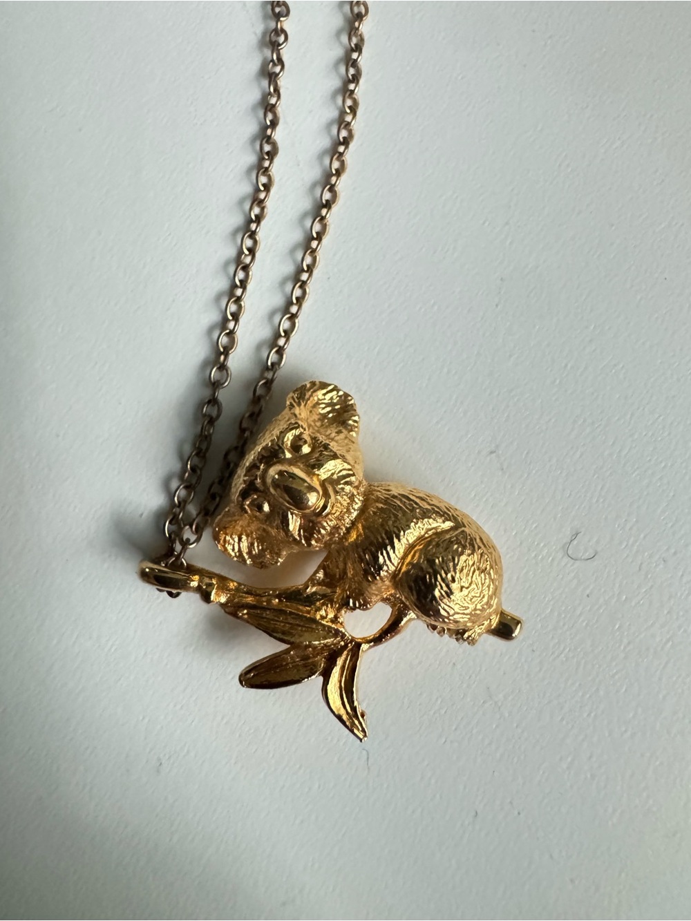 Vintage Franklin Mint FM80 Koala Bear Pendant Necklace on 12KT Gold Filled Chain